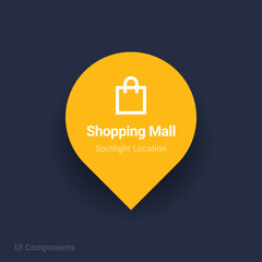 hopping mall, stores map spotlight location vector Icon.