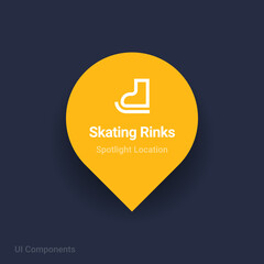 skating rinks map spotlight location vector Icon.
