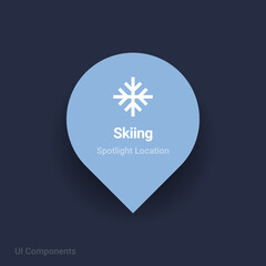 skiing map spotlight location vector Icon.