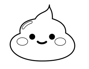 ウンチ顔頬つや(線画)