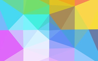Light Multicolor, Rainbow vector blurry triangle texture. Triangular geometric sample with gradient.  Template for a cell phone background.