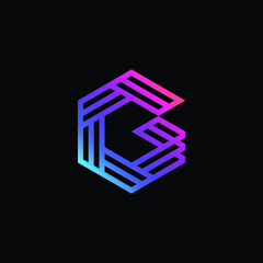 hexagonal geometric lines g logo design