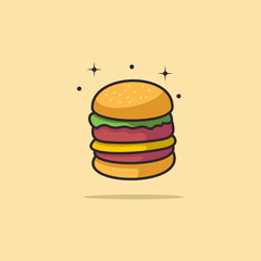 burger vector icon cute illustration