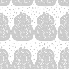 Cute Couch Potato Cat Seamless Surface Pattern Design