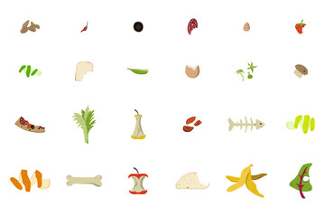 Organic recycle compost icons set.