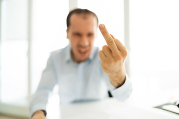 Rude Business Man Showing Fuck Off