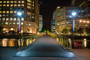 Canary Wharf footbridge at Docklands in London