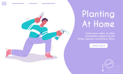 Vector landing page of Planting at Home concept