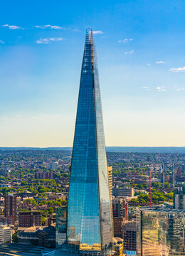 The Shard, also called as the Shard of Glass, Shard London Bridge and formerly London Bridge Tower, is a 95-story skyscraper - London, England, 3 August 2018