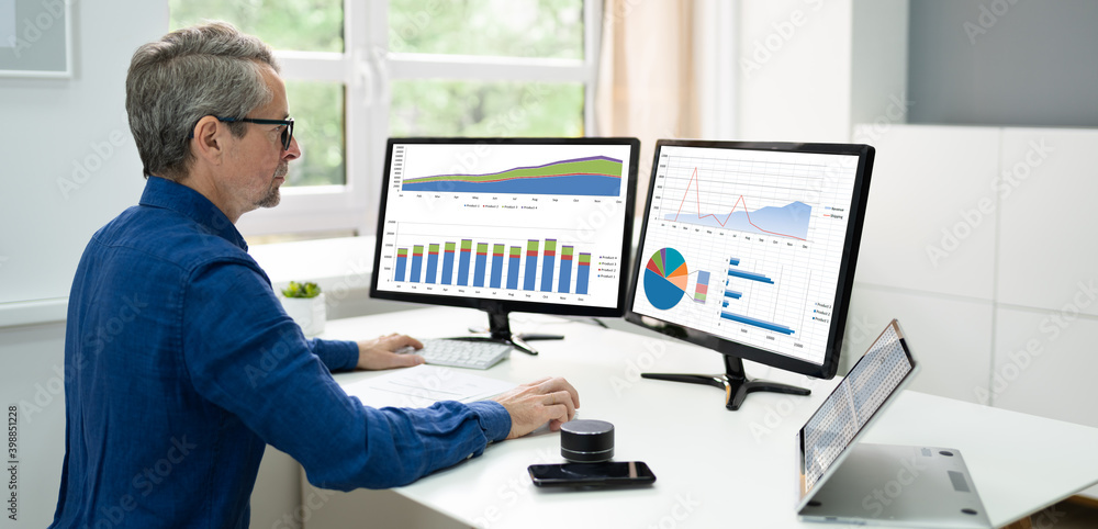 Poster data analyst with business graph