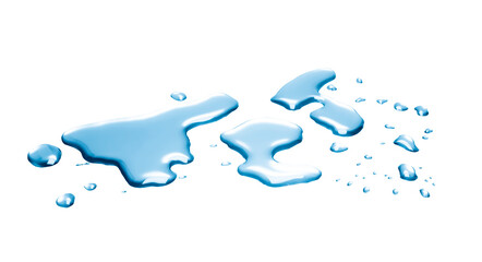 real image,spilled water drop on the floor isolated with clipping path on white background.
