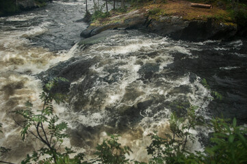 river rapid water threshold alloy forest outdoor extreme wild nature of North Karelia river...