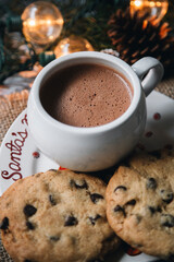 Chocolate chip cookie mug with christmas lights - christmas eve - christmas content