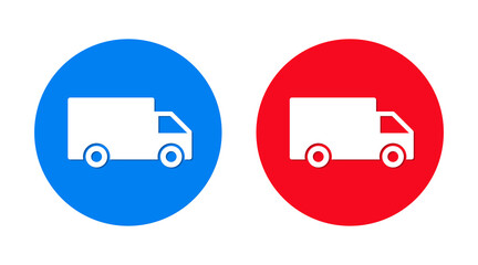 Delivery truck icon flat trendy round button set