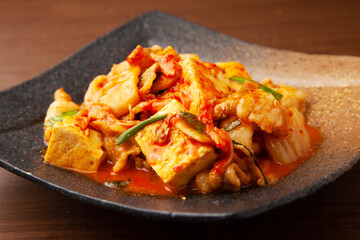 豆腐と豚肉のキムチ炒め