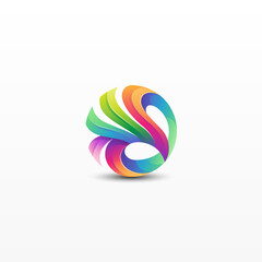 Abstract colorful bird logo template