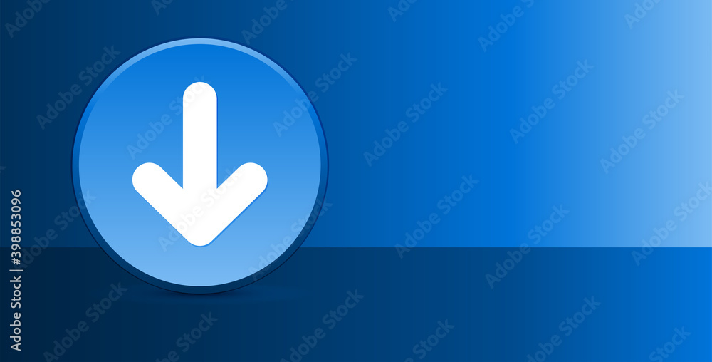 Canvas Prints Down arrow icon glassy modern blue button abstract background