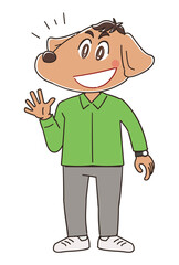 犬のカジュアルな男性のキャラクター