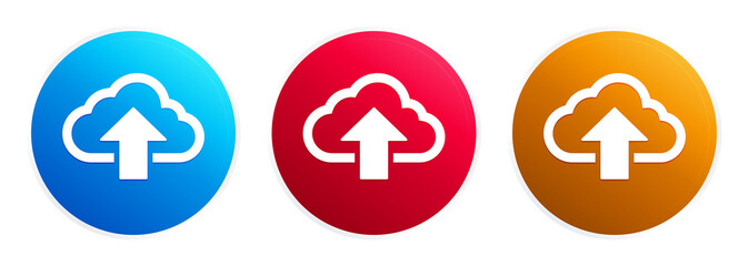 Obraz premium Cloud upload icon premium trendy round button set