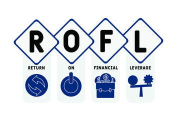 ROFL - Return on Financial Leverage acronym. business concept background.  vector illustration concept with keywords and icons. lettering illustration with icons for web banner, flyer, landing page