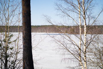 Fototapeta premium hore of a frozen lake in the winter