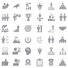 Fototapeta premium Motivation Icons. Gray Flat Design. Vector Illustration.