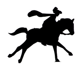 Silhouette of a woman riding a horse