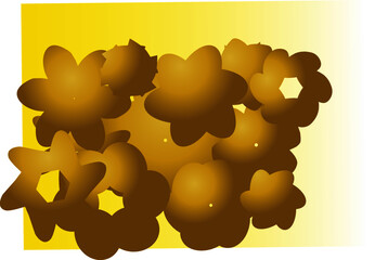 Abstract flowers on a white background golden yellow, ilustration on vector.