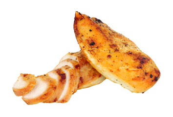 Fried chicken breast fillets isolated on a white background