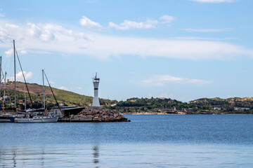 Izmir Turkey; Urla district pier, cloudy sky. 13 June 2020
