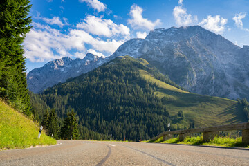 Hoher Goll mountain peak seen from Rossfeld Panorama Road at the Austrian and German border