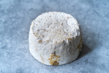 Fototapeta na wymiar Whole Delicate Moldy Cheese. Gourmet Food Ready to Eat and Serve.