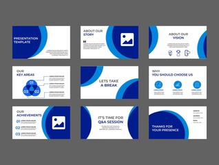 Company investment presentation, Pitch decks vector template. Abstract Blue presentation slide design, Info graphic Vector Banner Template Set