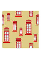 Editable Typical Red Traditional English Telephone Booth in Flat Style Vector Illustration as Seamless Pattern for England Culture Tradition and History Related Background