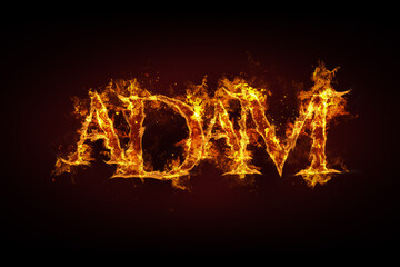 Adam name made of fire and flames