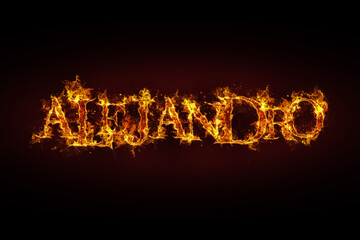Alejandro name made of fire and flames