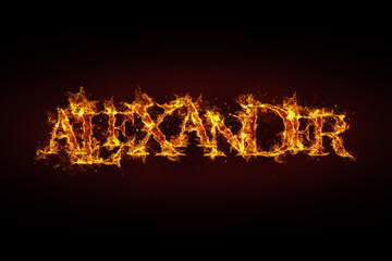 Alexander name made of fire and flames