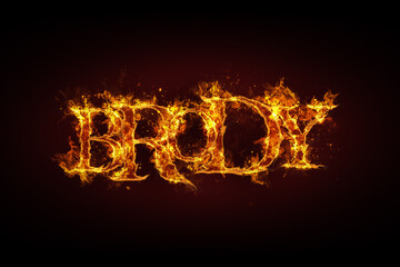 Brody name made of fire and flames