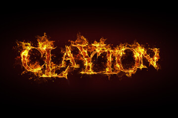 Clayton name made of fire and flames