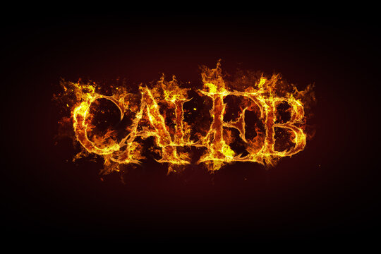 Caleb name made of fire and flames