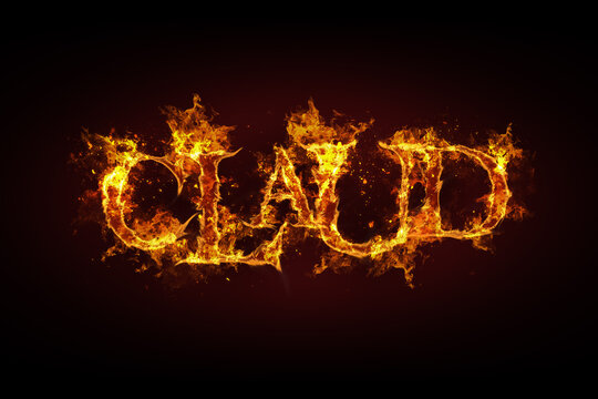 Claud name made of fire and flames