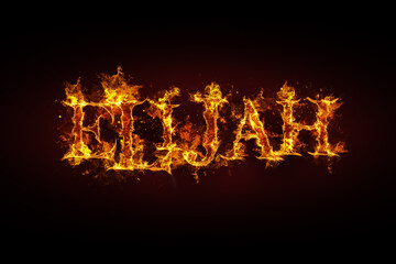 Elijah name made of fire and flames