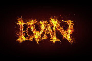 Fototapeta na wymiar Evan name made of fire and flames