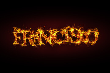 Francisco name made of fire and flames