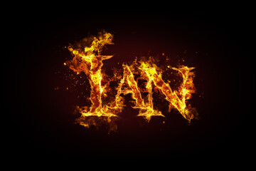 Ian name made of fire and flames