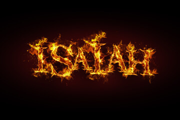 Isaiah name made of fire and flames