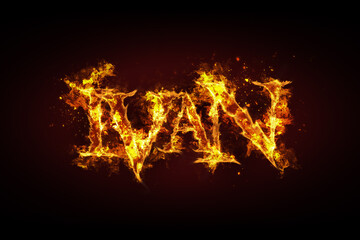 Fototapeta na wymiar Ivan name made of fire and flames