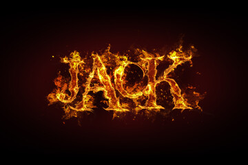 Jack name made of fire and flames