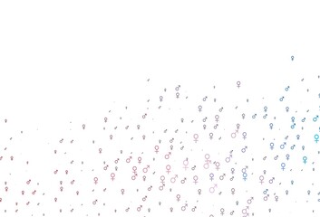 Light blue, red vector pattern with gender elements.