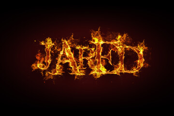 Jared name made of fire and flames